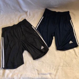 Two adidas basketball shorts